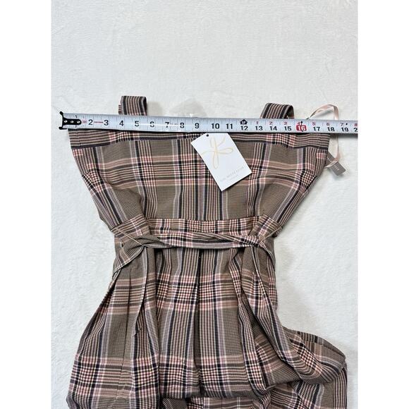 Gal Meets Glam Dress Madison Tie Front Retro 60s Apron Pinafore Plaid Pink Sz 6 - Picture 7 of 8